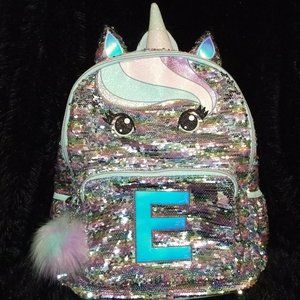 Justice "E" Initial Sequin Unicorn Backpack